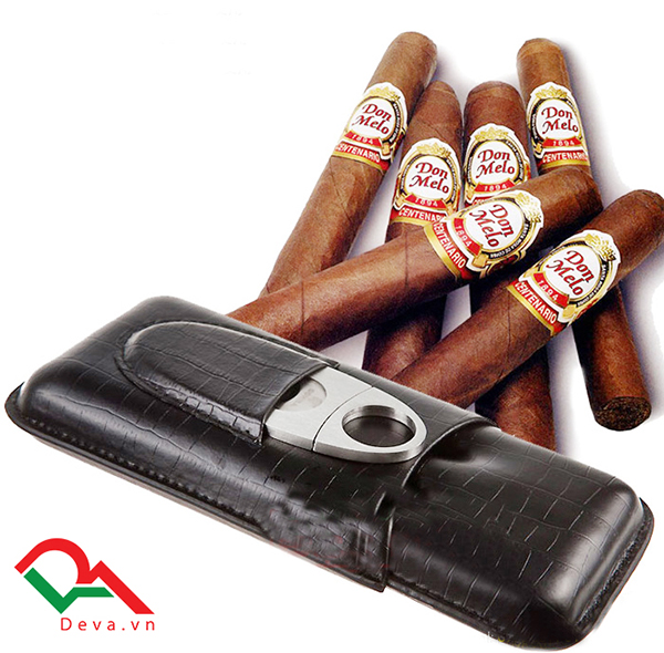 Bao da Cigar 3 điếu kèm dao cắt chính hãng Cohiba BLP307B