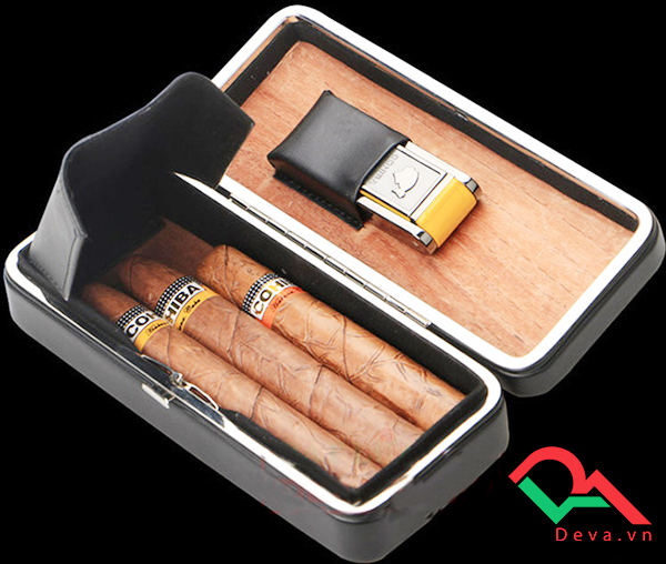 Set hộp đựng, bật lửa hút xì gà chính hãng Cohiba BLH515